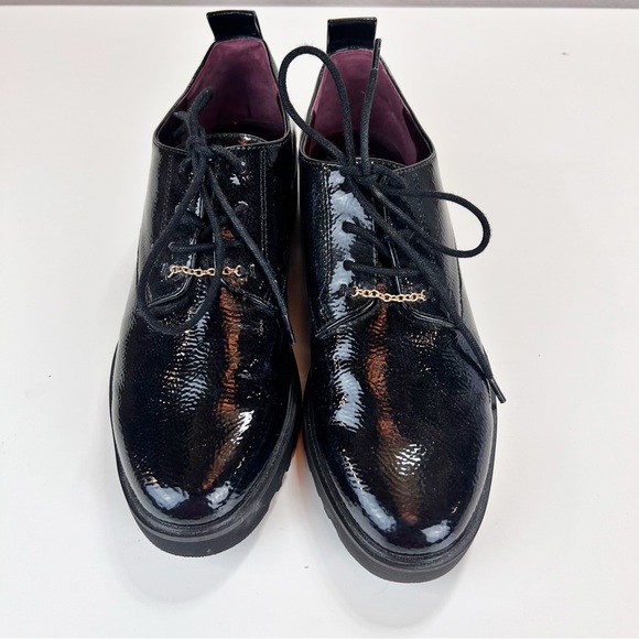 Franco Sarto Carey Oxfords Womens Size 8.5 Faux Patent Leather Chunky Lace-up - Picture 3 of 9